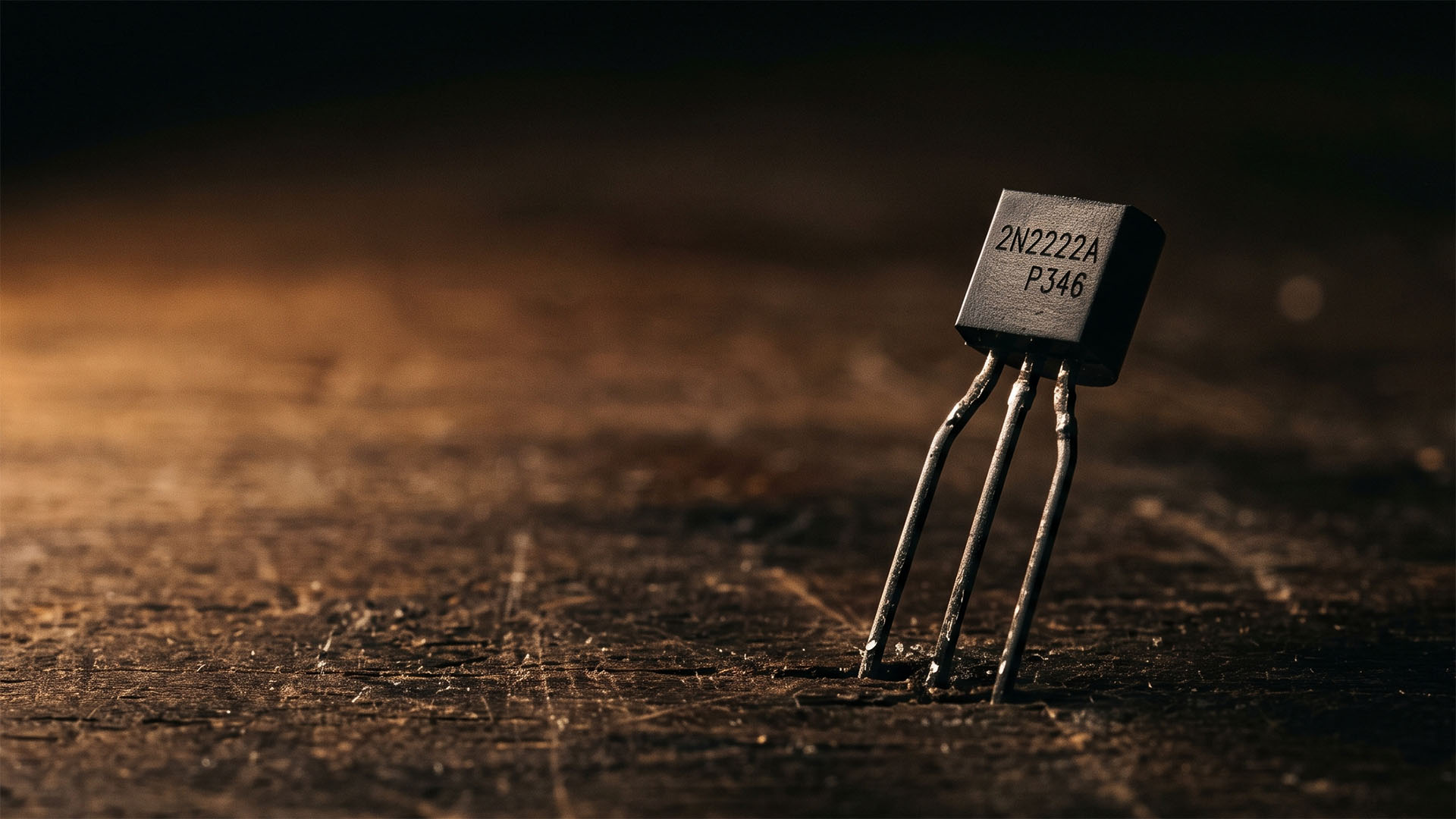 un transistor planté dans une table en bois